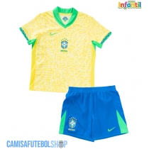 Camisa de time de futebol Brasil Replicas 1º Equipamento Infantil Copa America 2024 Manga Curta (+ Calças curtas)